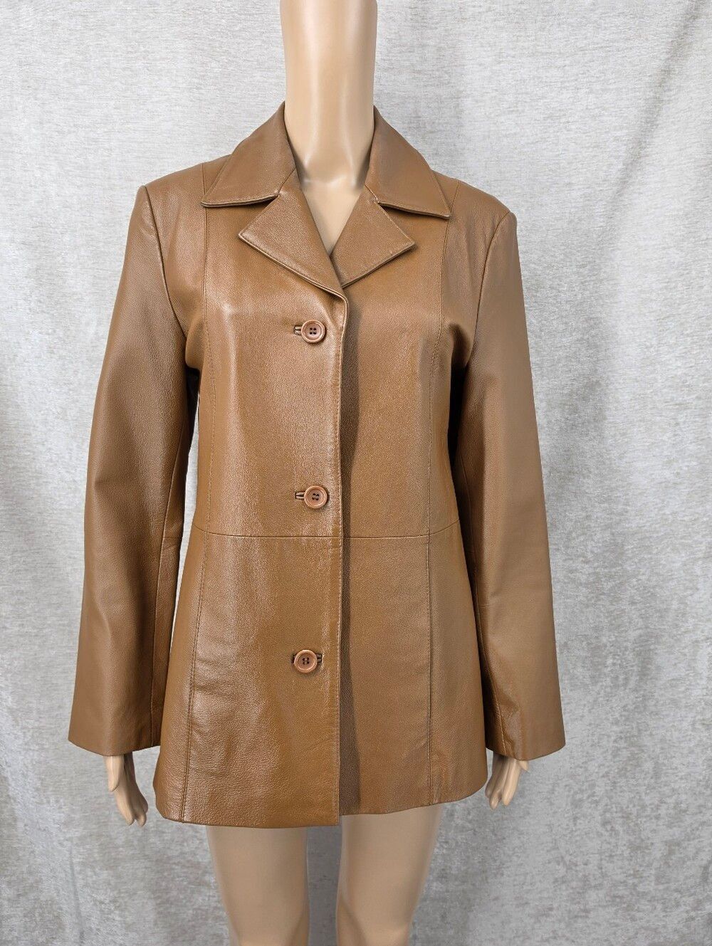 Y2K Darker Tan or Lighter Brown Leather Button-Front Women's Jacket